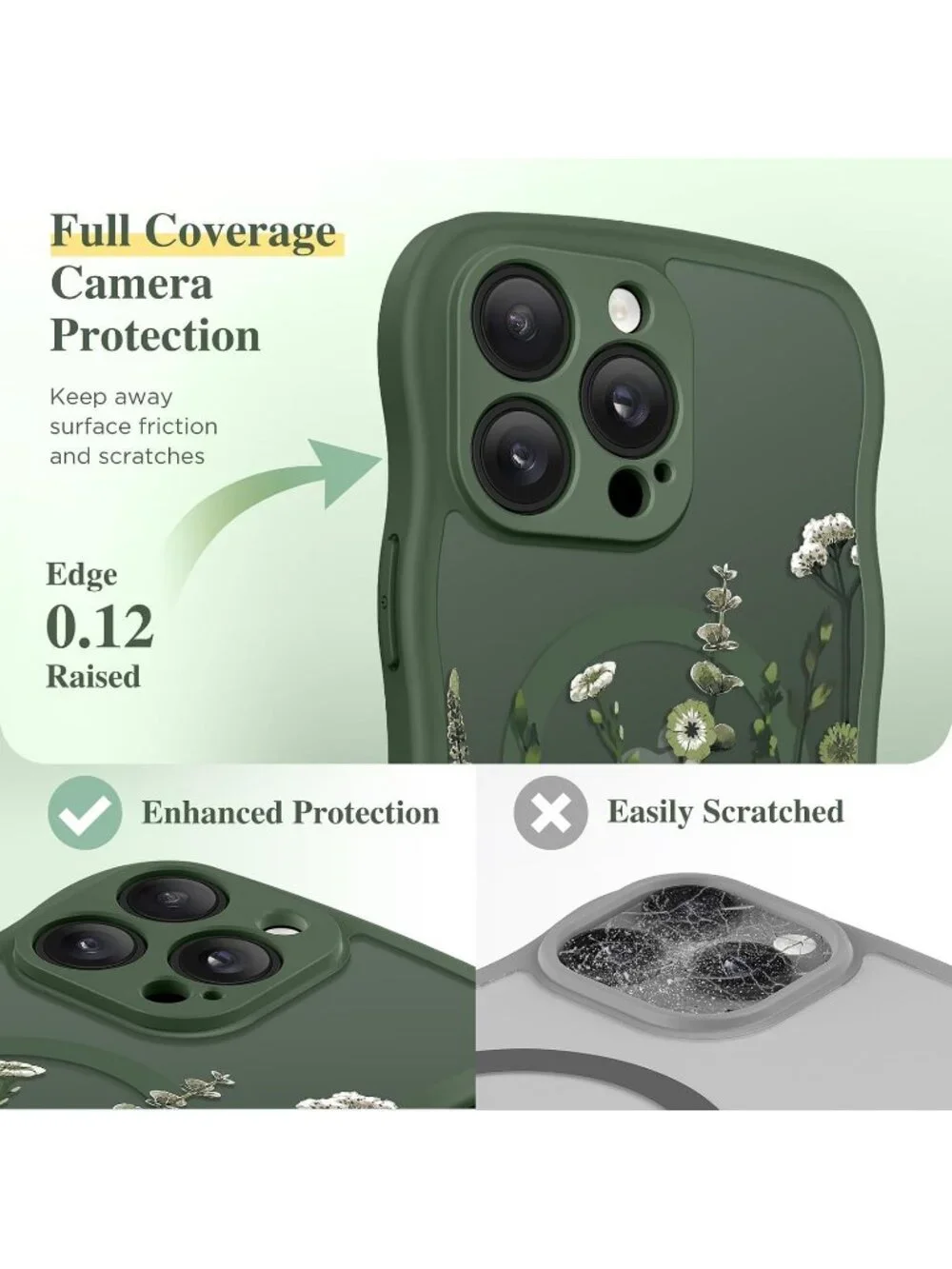 iPhone 14 Pro Floratopia/Forest Green Compatible with MagSafe Translucent Case